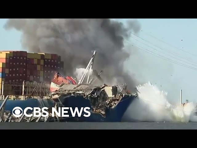 ⁣Baltimore bridge demolition clears path for Dali cargo ship removal