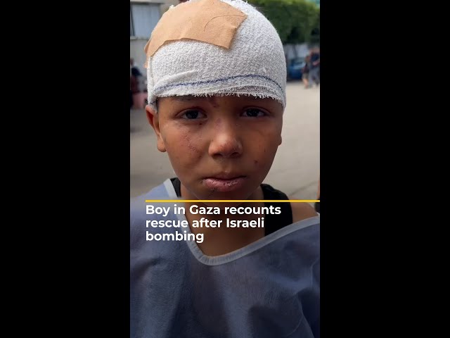 Boy in Gaza recounts rescue after Israeli bombing | AJ #shorts