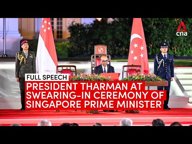 ⁣"Our country is in good hands": President Tharman to Singaporeans at Lawrence Wong's 
