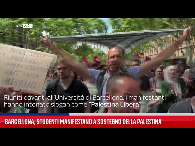 ⁣Barcellona, studenti manifestano a sostegno della Palestina