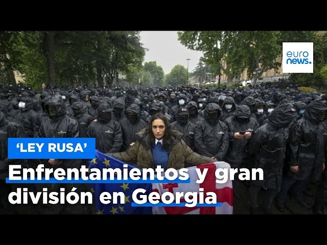 ⁣Enfrentamientos y gran división en Georgia tras la aprobación de la polémica 'ley rusa'