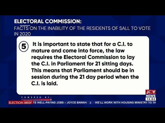 ⁣We did not intentionally disenfranchise residents of SALL as IMANI claims - EC.  #ElectionHQ