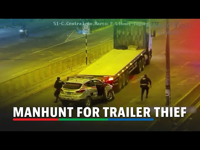 ⁣Video shows dramatic manhunt for trailer thief in Peru's capital | ABS-CBN News