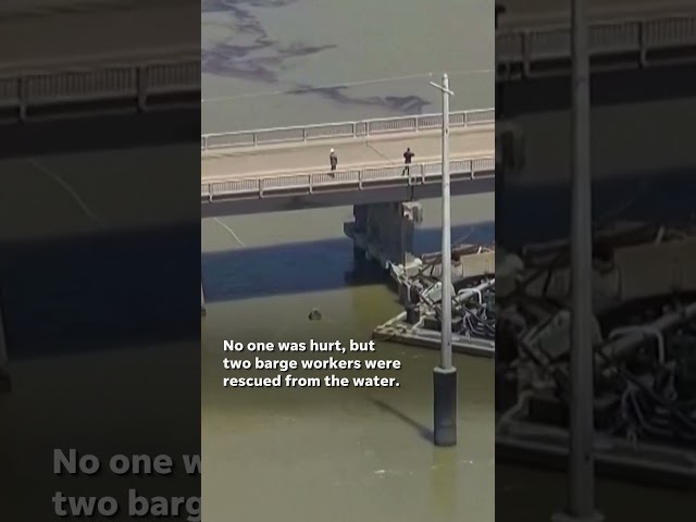 ⁣A barge hit a bridge connecting Galveston and Pelican Island in Texas, causing an oil spill #Shorts