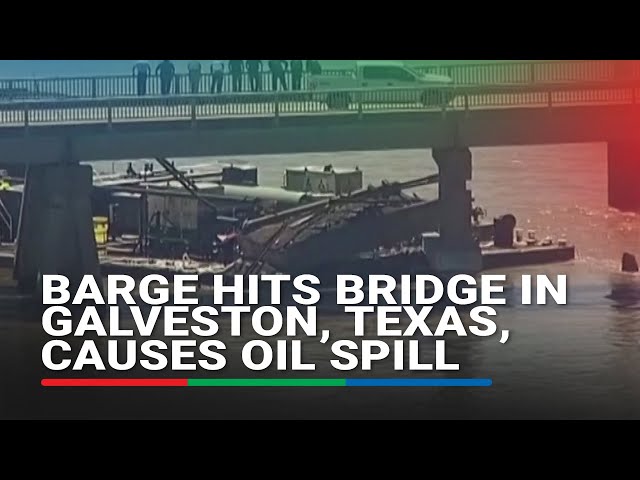 ⁣Barge hits bridge in Galveston, Texas, causes oil spill