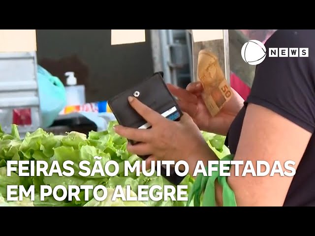 ⁣Feiras são muito afetadas pelas enchentes em Porto Alegre