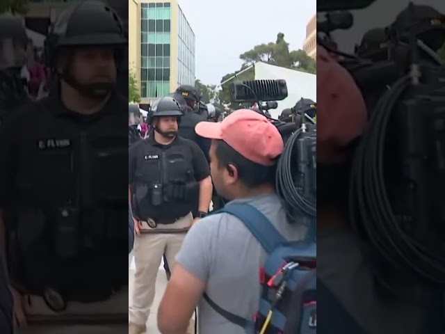 ⁣Police move in to remove protest encampment at UC Irvine