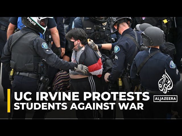 ⁣Arrests as US police storm pro-Palestine protest at University of California, Irvine