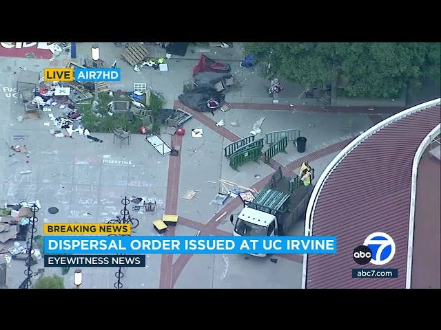 ⁣AIR7 HD VIDEO: Police confront pro-Palestinian protesters at UC Irvine