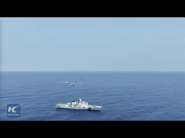 ⁣China monitors Philippine ships illegally gathered off Huangyan Dao
