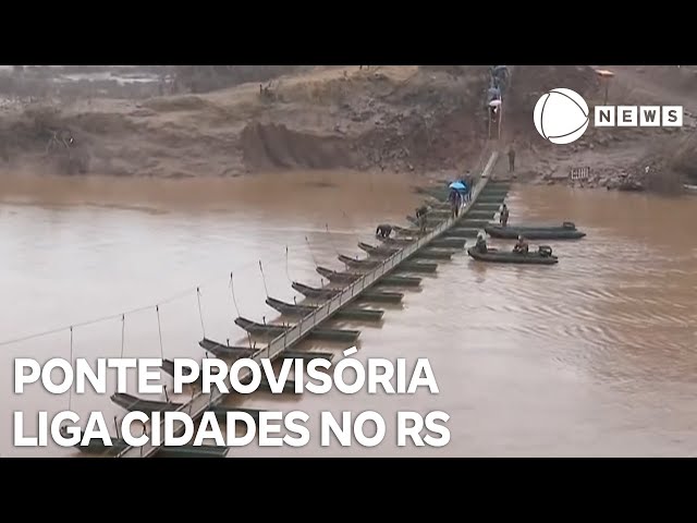 ⁣Exército usa ponte provisória para ligar cidades no Rio Grande do Sul
