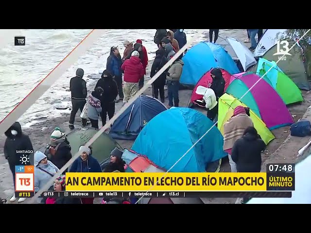 ⁣Instalan campamento en rivera del Río Mapocho