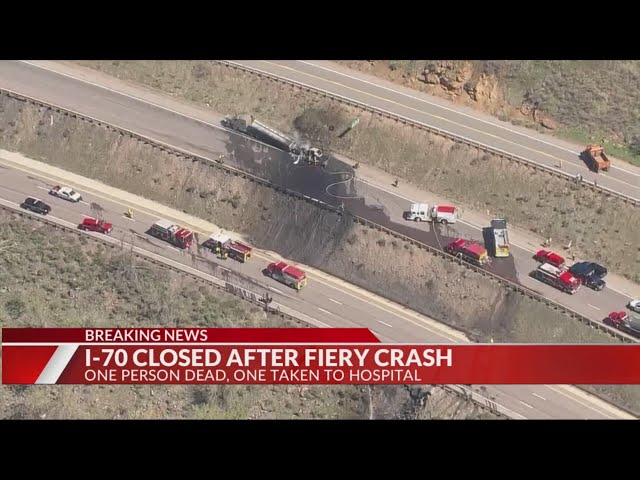 ⁣I-70 in Morrison closed after deadly crash, trailer fire