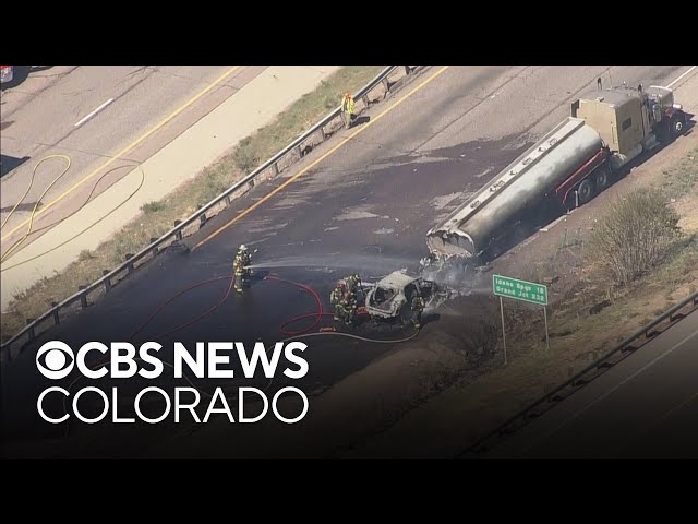 ⁣I-70 tanker truck crash in Colorado causes huge backups