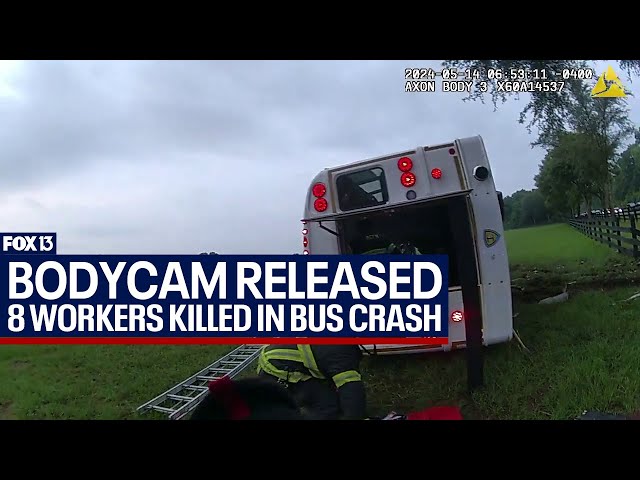 ⁣Bodycam video shows response to deadly bus crash