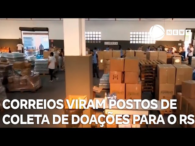 ⁣Agências dos Correios viram postos de coleta de doações para o RS