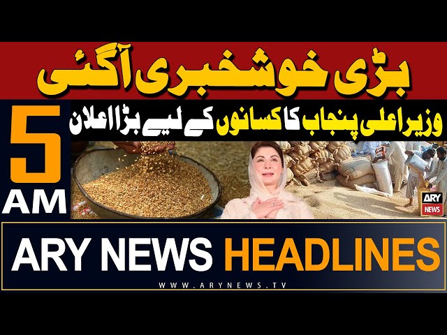 ⁣ARY News 5 AM Headlines 17th May 2024 | Good News - CM Punjab announces Rs400bn package for farmers