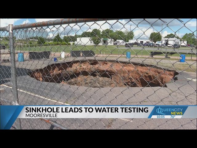 ⁣Massive Mooresville sinkhole leads to water testing