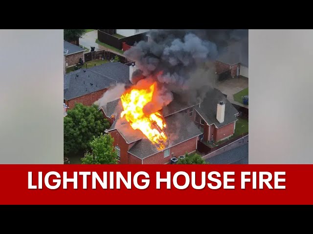⁣Frisco home catches fire after lightning strike, officials say