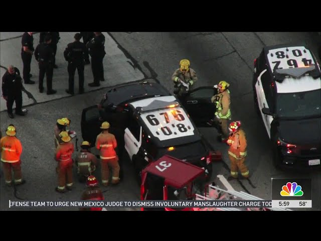 ⁣Chase ends in crash on 405 Freeway