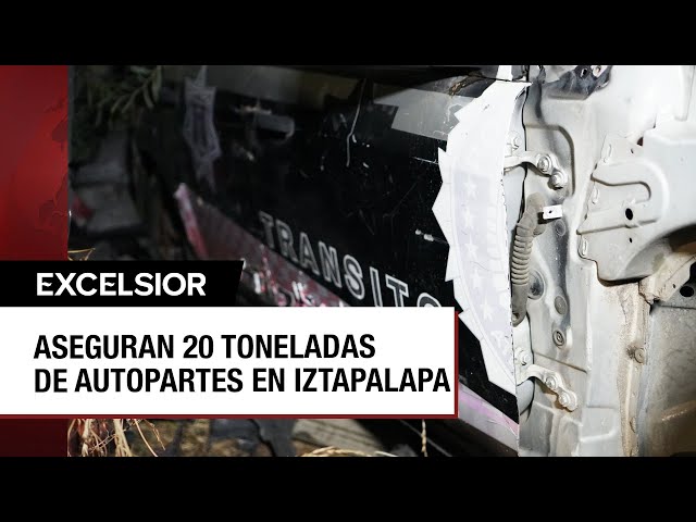 ⁣20 toneladas de autopartes robadas son aseguradas en inmuebles de Iztapalapa