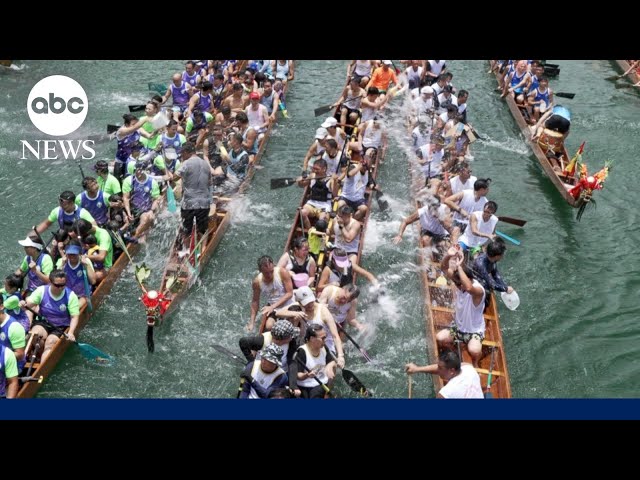 ⁣On the water for dragon boat racing
