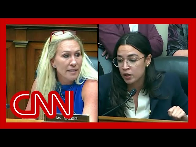 ⁣Marjorie Taylor Greene clashes with Ocasio-Cortez in chaotic hearing