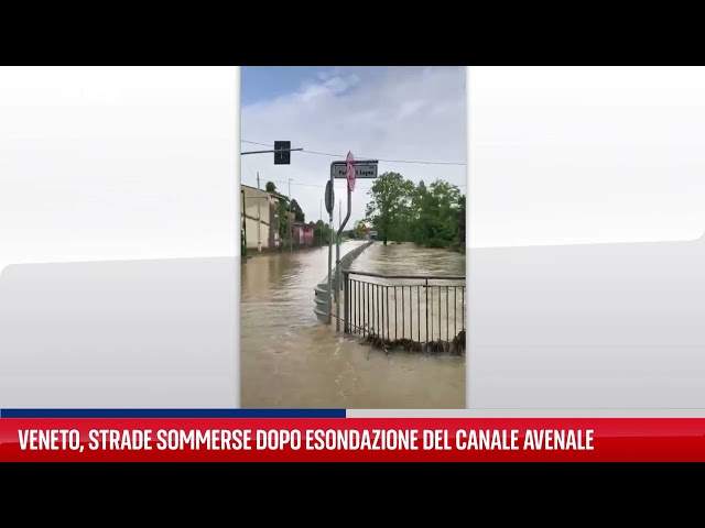 ⁣Veneto, strade sommerse dopo esondazione del canale Avenale