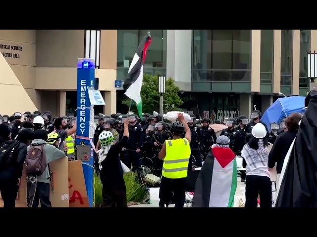 ⁣Police clear pro-Palestinian protest at UC Irvine