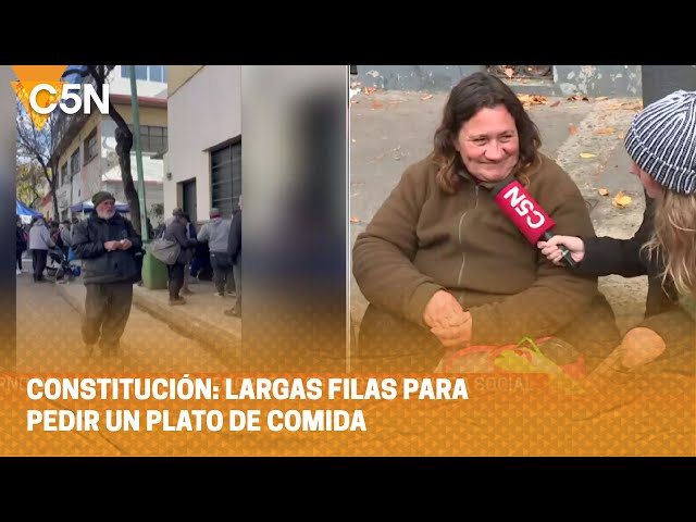 ⁣CONSTITUCIÓN: LARGAS FILAS para PEDIR un PLATO DE COMIDA