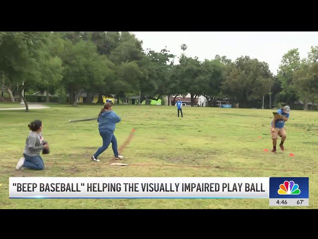 ⁣Visually impaired athletes take a swing at Beep Baseball