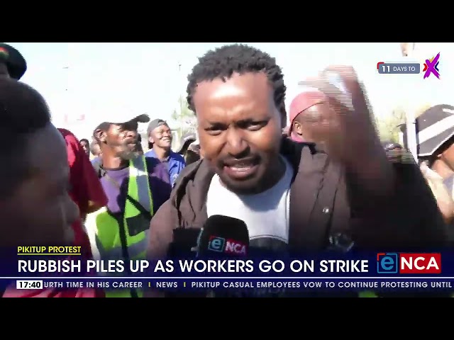 ⁣Rubbish piles up as workers go on strike