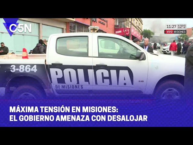 ⁣MÁXIMA TENSIÓN en MISIONES: El GOBIERNO AMENAZA con DESALOJAR a LOS POLICÍAS que RECLAMAN