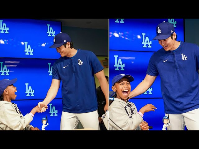 ⁣Shohei Ohtani surprises pediatric patient with signed jersey, first pitch and suite