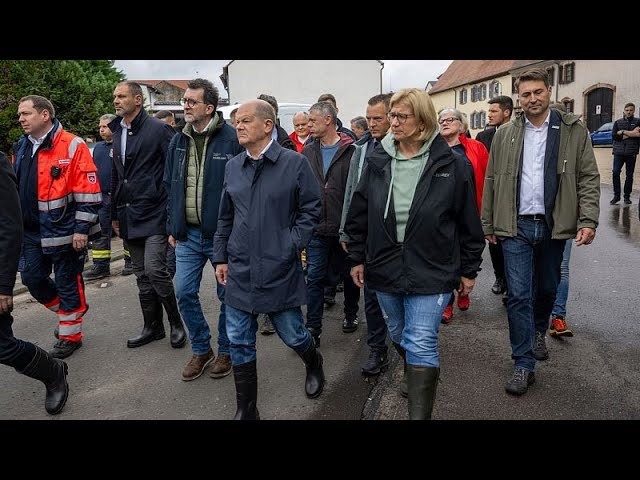 ⁣Chancellor visits flood-stricken regions in southwest Germany