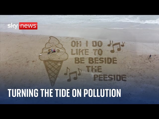⁣Campaigners take to beaches to protest against sewage in UK waters