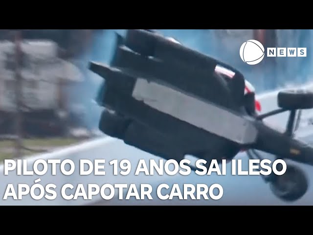 ⁣Piloto de 19 anos sai ileso após capotar carro em treino de Fórmula Indy