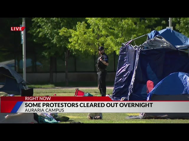 ⁣Some protesters leave Auraria campus overnight