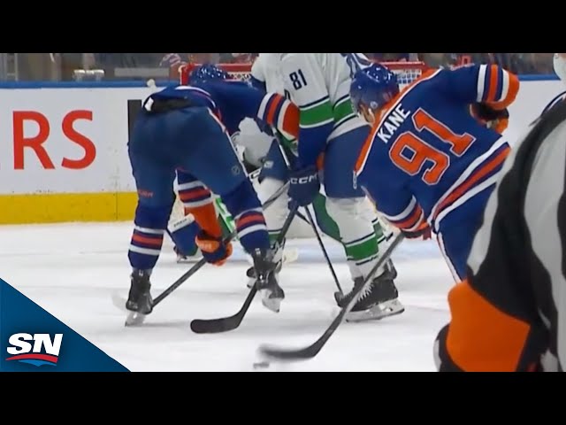 Oilers'  Evander Kane Rips Wrist Shot Home After Clean Face-off Win