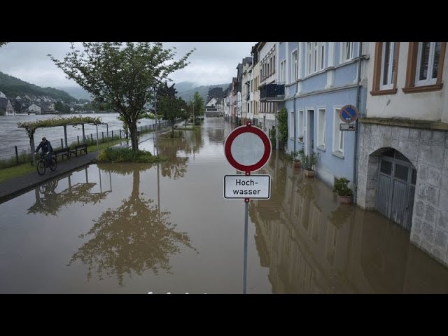 ⁣Severe flooding wreaks havoc across northern Europe