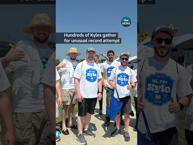 ⁣706 people named Kyle united in a city with the same name to try to break a record #itvnews