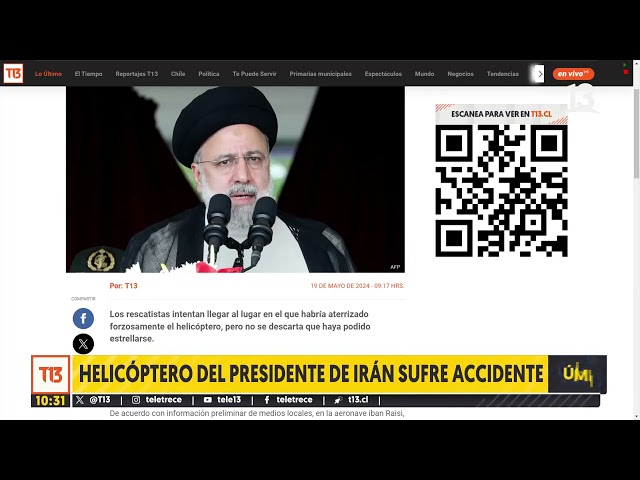 ⁣Helicóptero del presidente de Irán sufre accidente: Se desconoce estado del mandatario