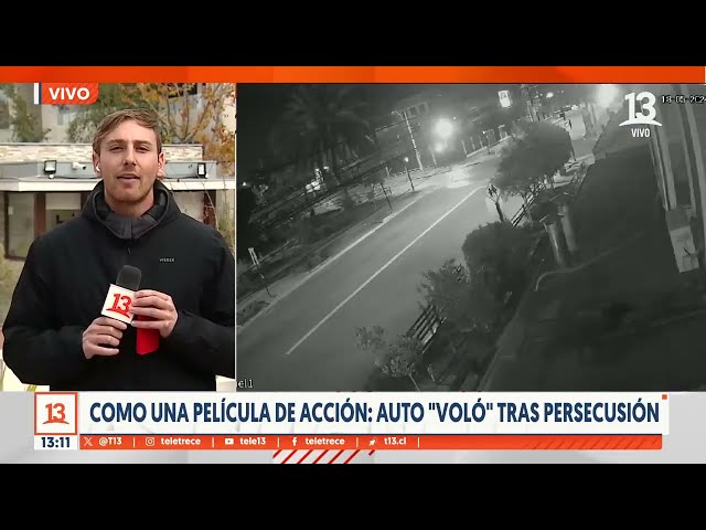 ⁣Auto "voló" tras persecución policial en Puente Alto