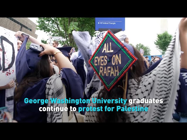 ⁣George Washington University graduates continue to protest for Palestine