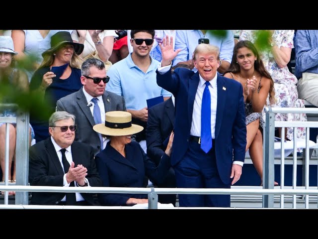 ⁣Donald Trump and Melania cheer on son Barron at his high school graduation