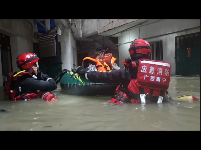 ⁣Record heavy rain strikes southern China's Guangxi