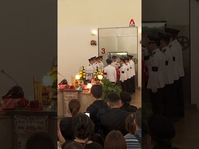 ⁣Ceremonial funeral held for SCDF officer CPT Kenneth Tay who died fighting fire on ship