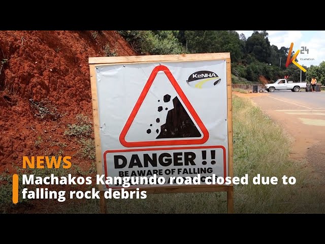 ⁣Machakos Kangundo Road closed due to falling rock debris