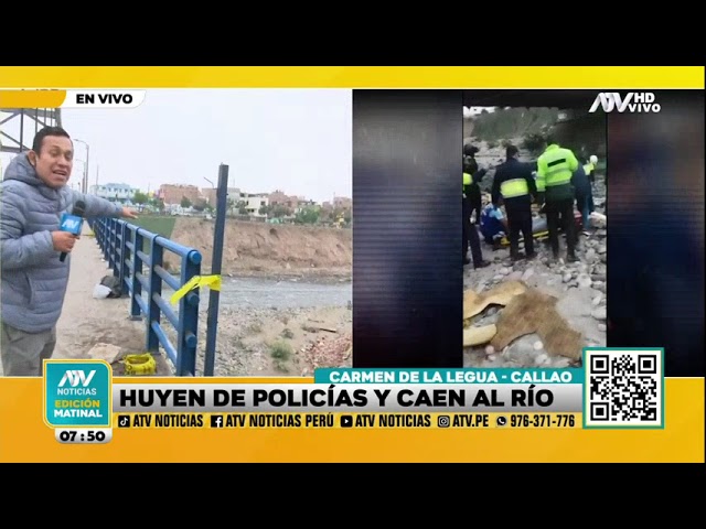 ⁣Carmen de la Legua: Auto cae al río Rímac tras una persecución con la policía