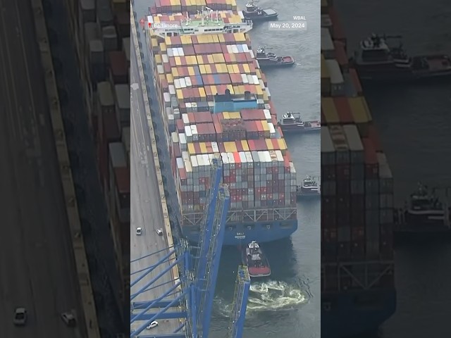 ⁣See crews remove the cargo ship that caused the Baltimore bridge collapse